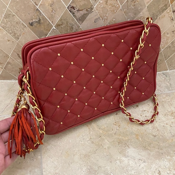 Marlo Handbags - Red genuine leather crossed body bag